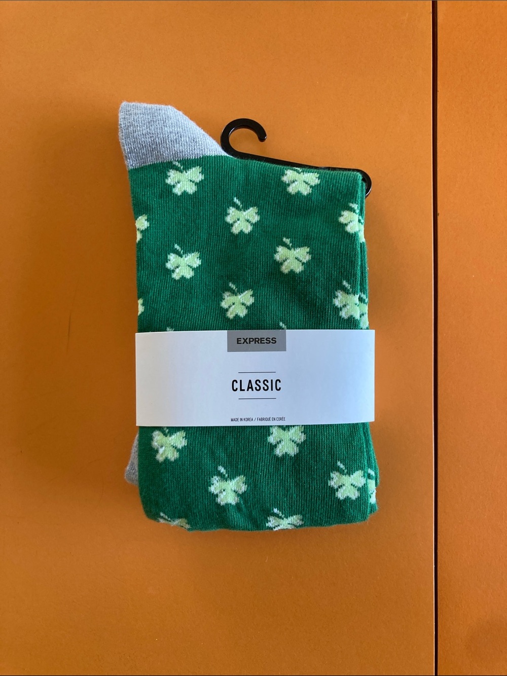 Express Green Clover Pattern Men's Socks